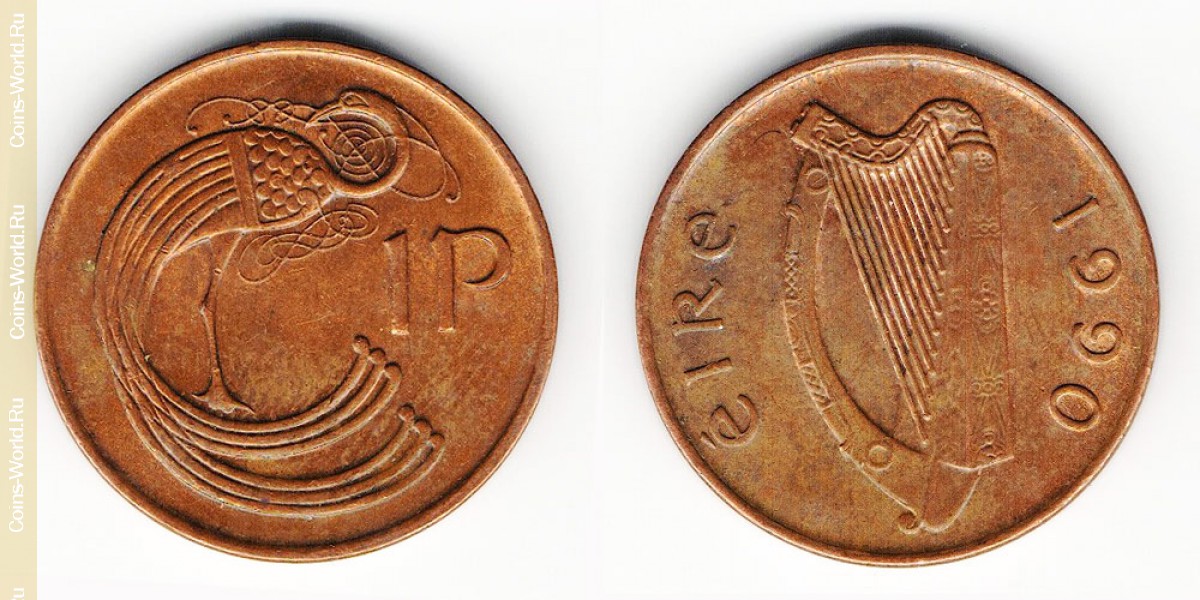1 penique 1990, Irlanda