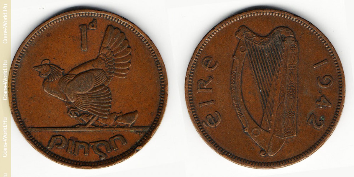 1 пенни 1942 года  Ирландия