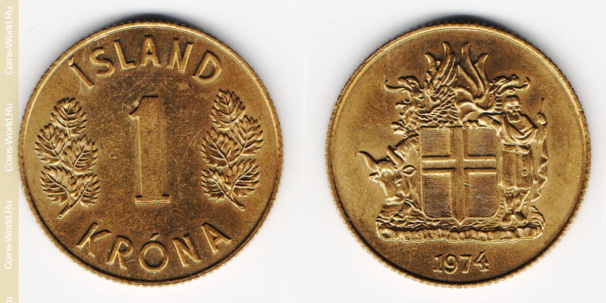 1 coroa 1974 Islândia