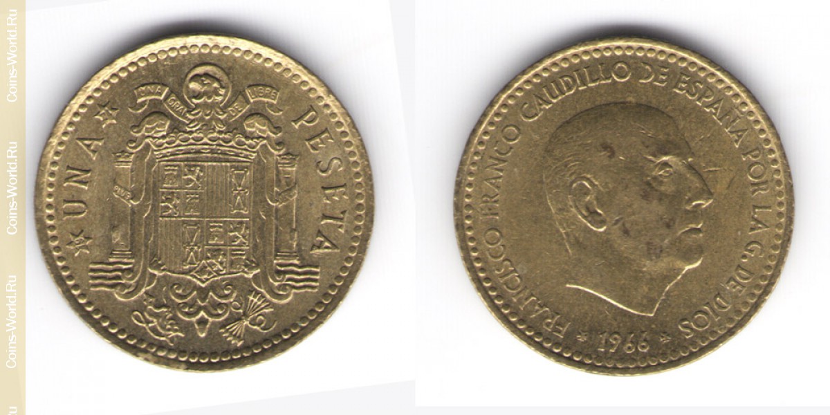 1 peseta 1966, 71, Espanha