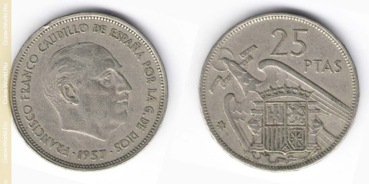 25 pesetas 1957, Espanha