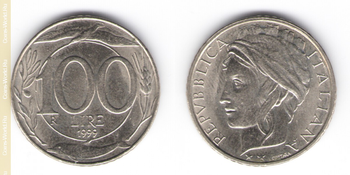 100 лир 1999 год Италия