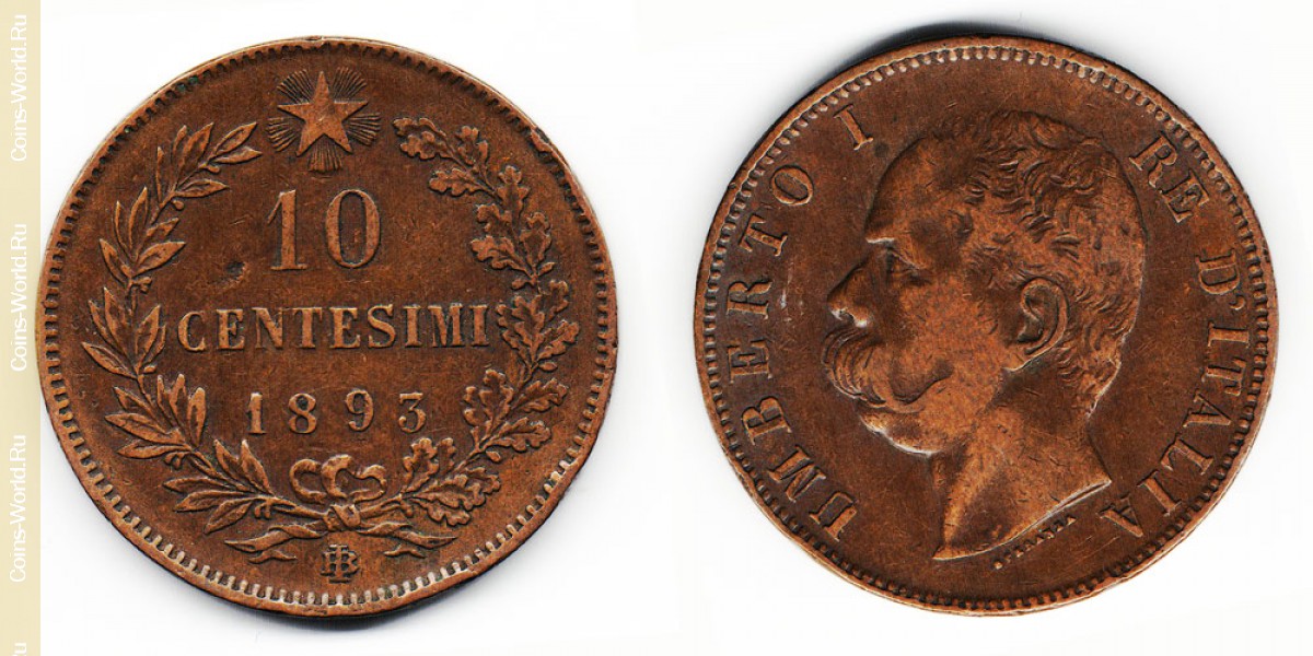 10 centésimos 1893, Itália