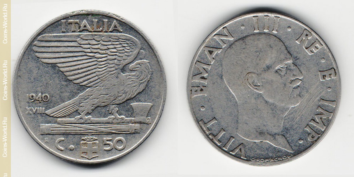 50 centésimos 1940, a Itália