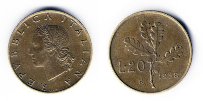 20 liras  1958