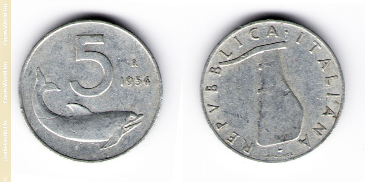 5 liras 1954, Italia