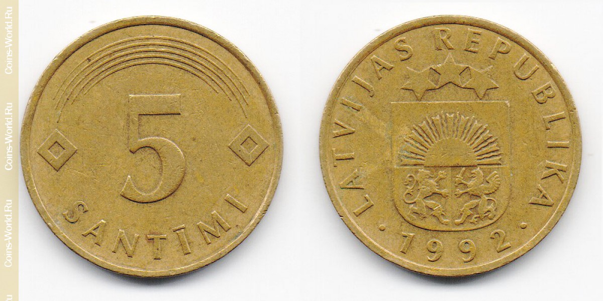 5 Centimes 1992 Lettland