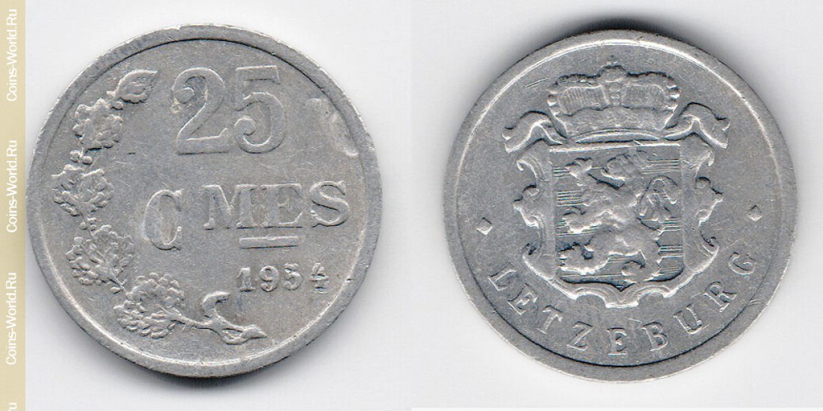 25 сантимов 1954 года Люксембург