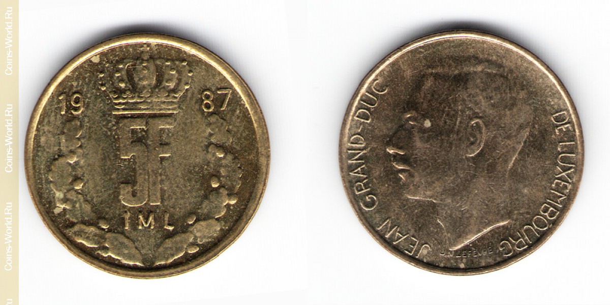 5 франков 1987 года Люксембург