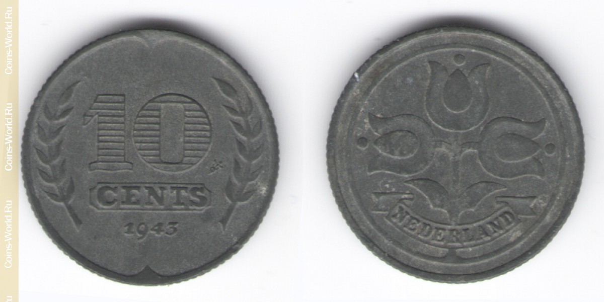 10 центов 1943 года Нидерланды