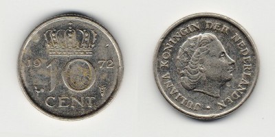 10 центов 1972 года 