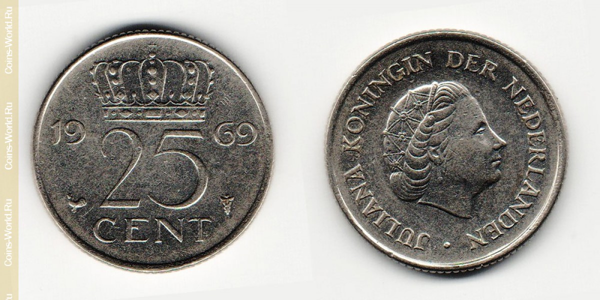 25 центов 1969 года Нидерланды