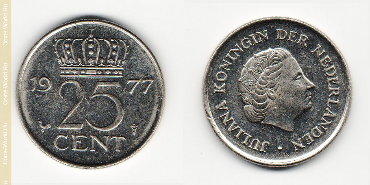 25 центов 1977 года  Нидерланды