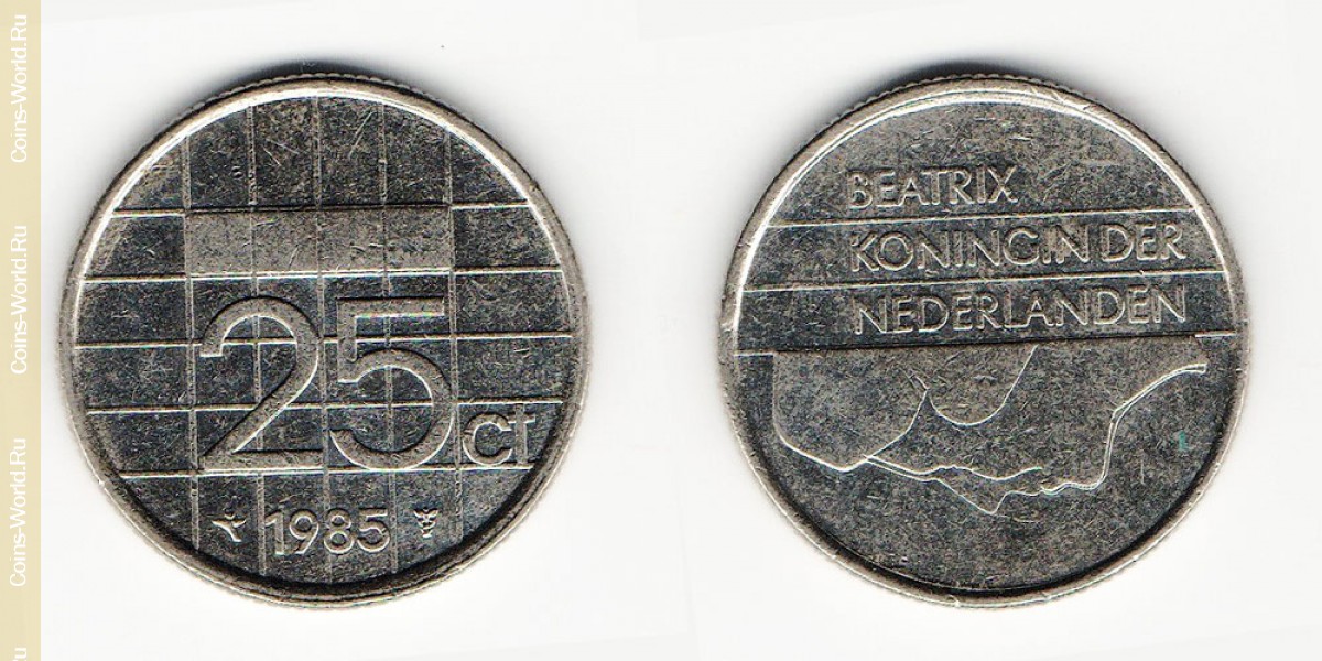 25 центов 1985 года  Нидерланды