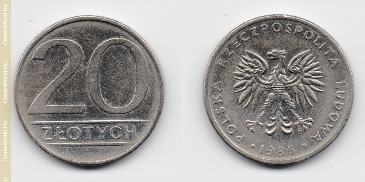 20 zlotych 1986, Polonia