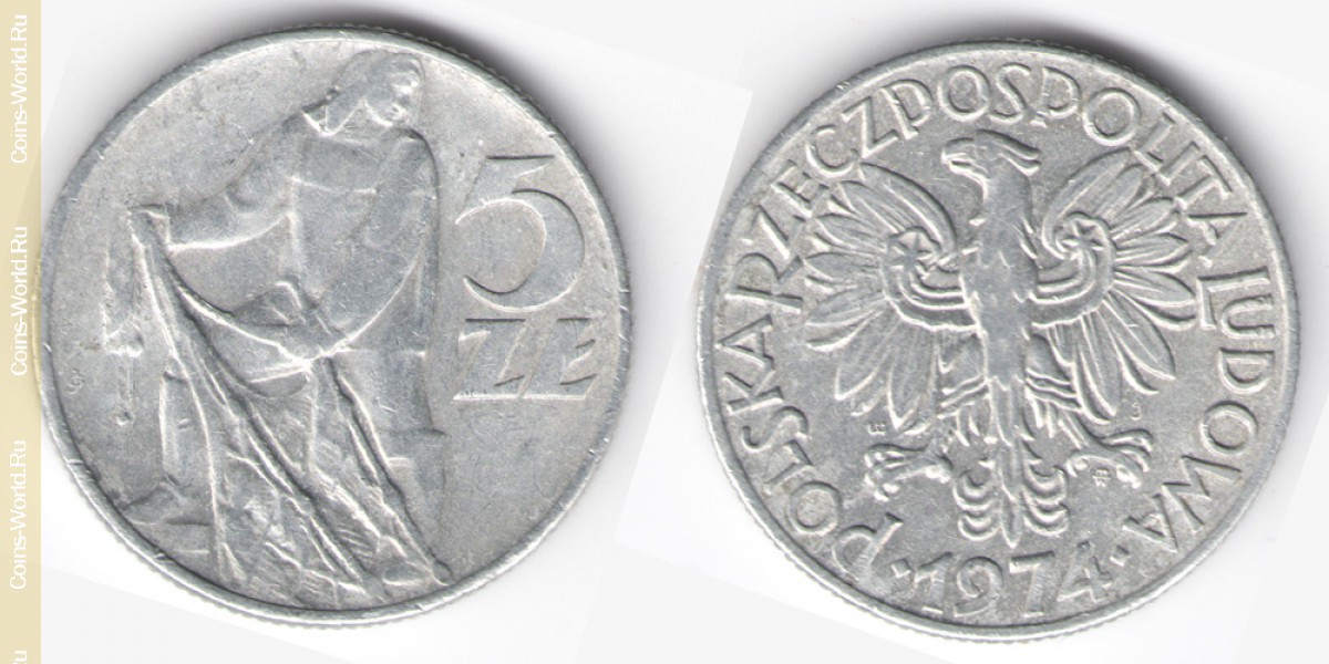 5 zlotych 1974, el Pescador Polonia