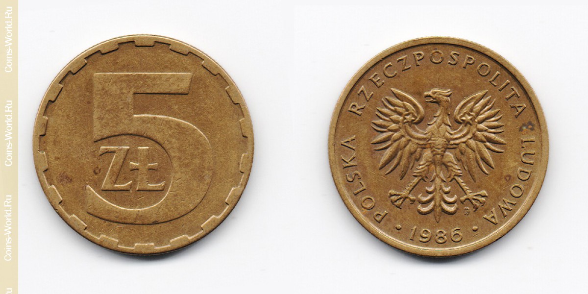 5 zlotych 1986, Polonia