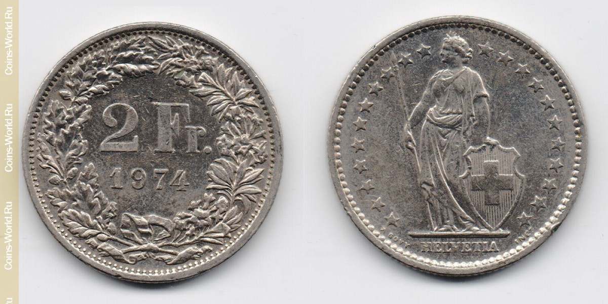 2 franca de 1974 Suíça