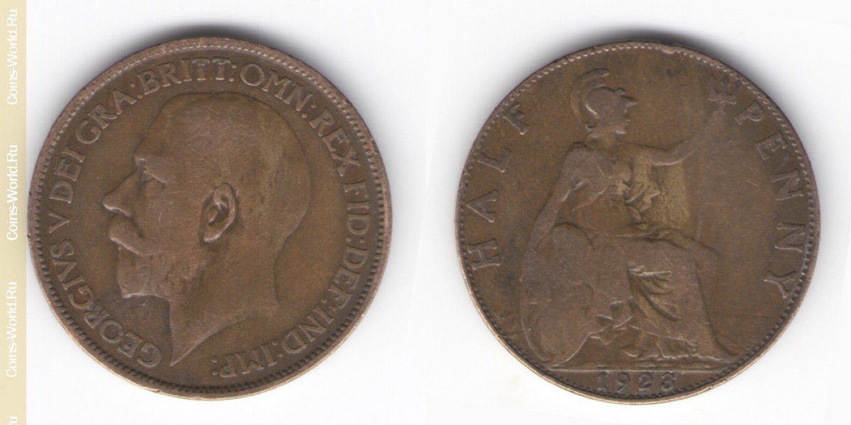 ½ penique 1923, Reino Unido