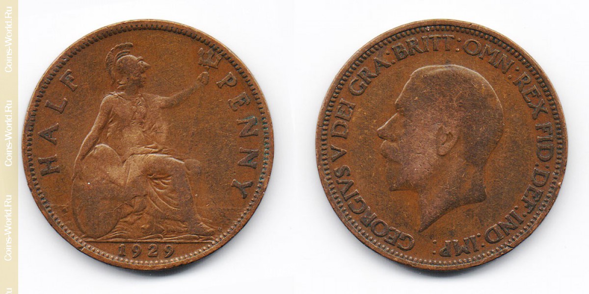 ½ pence 1929, Reino Unido