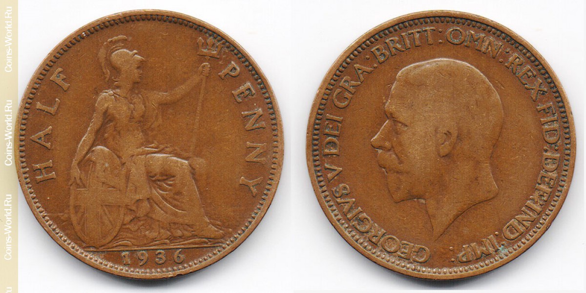 ½ penique 1936, Reino Unido