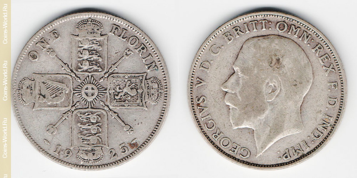 2 shillings (florin) 1925, Reino Unido