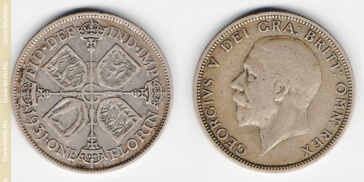 2 shillings (florin) 1931, Reino Unido