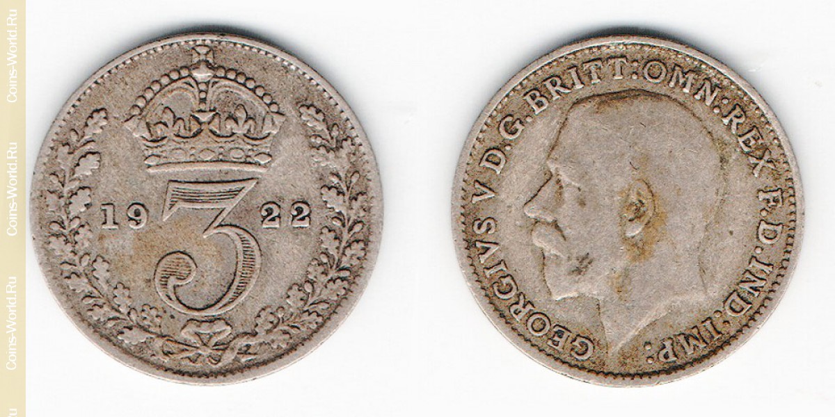 3 Pence 1922 Großbritannien