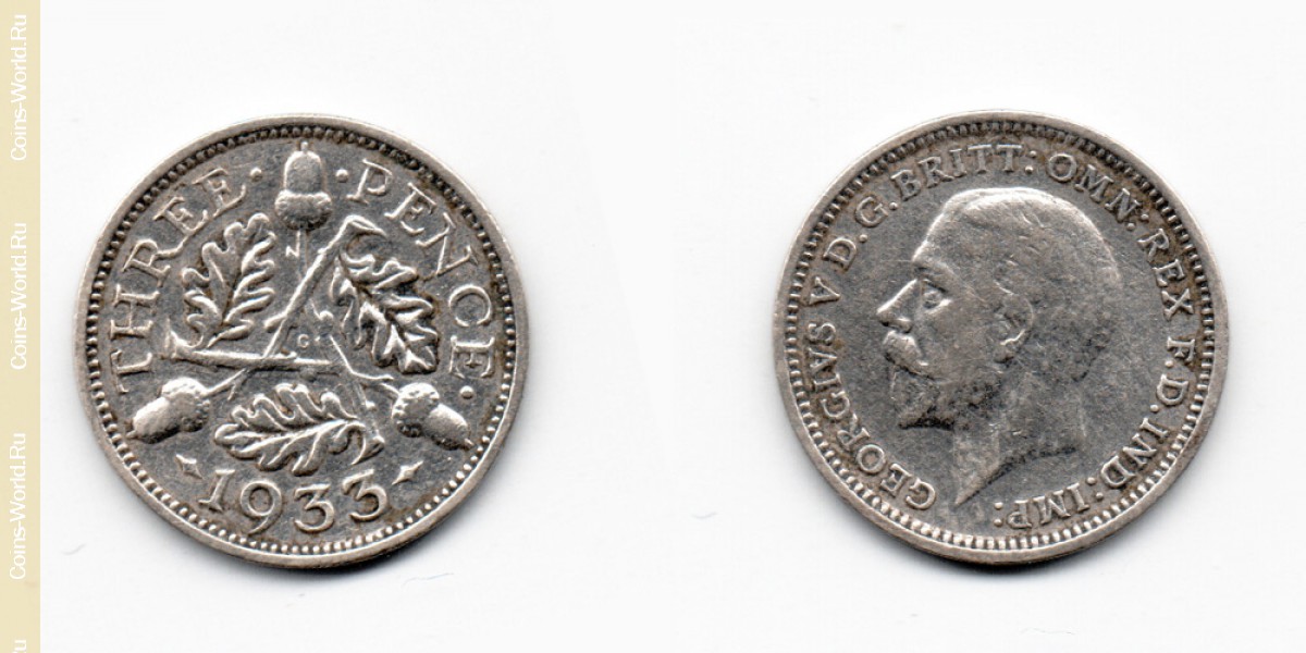 3 peniques 1933, Reino Unido