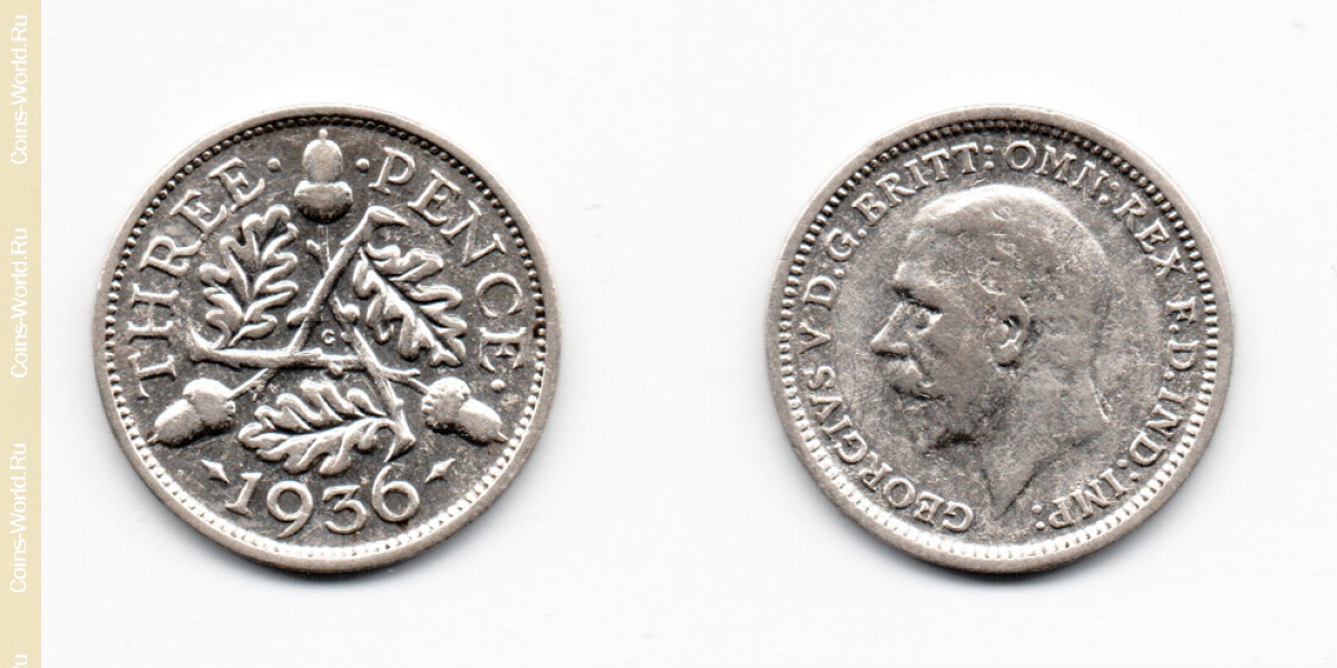 3 Pence 1936 Großbritannien
