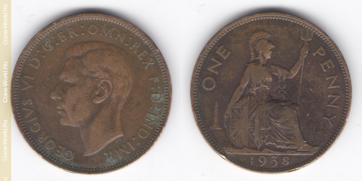 1 penique 1938 Reino Unido