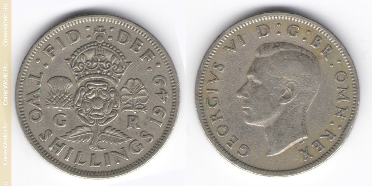 2 shillings (florin) 1949 Reino Unido