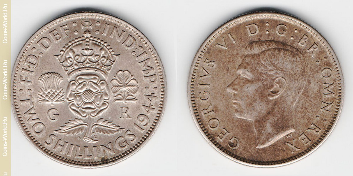 2 shillings (florin) 1944 United Kingdom