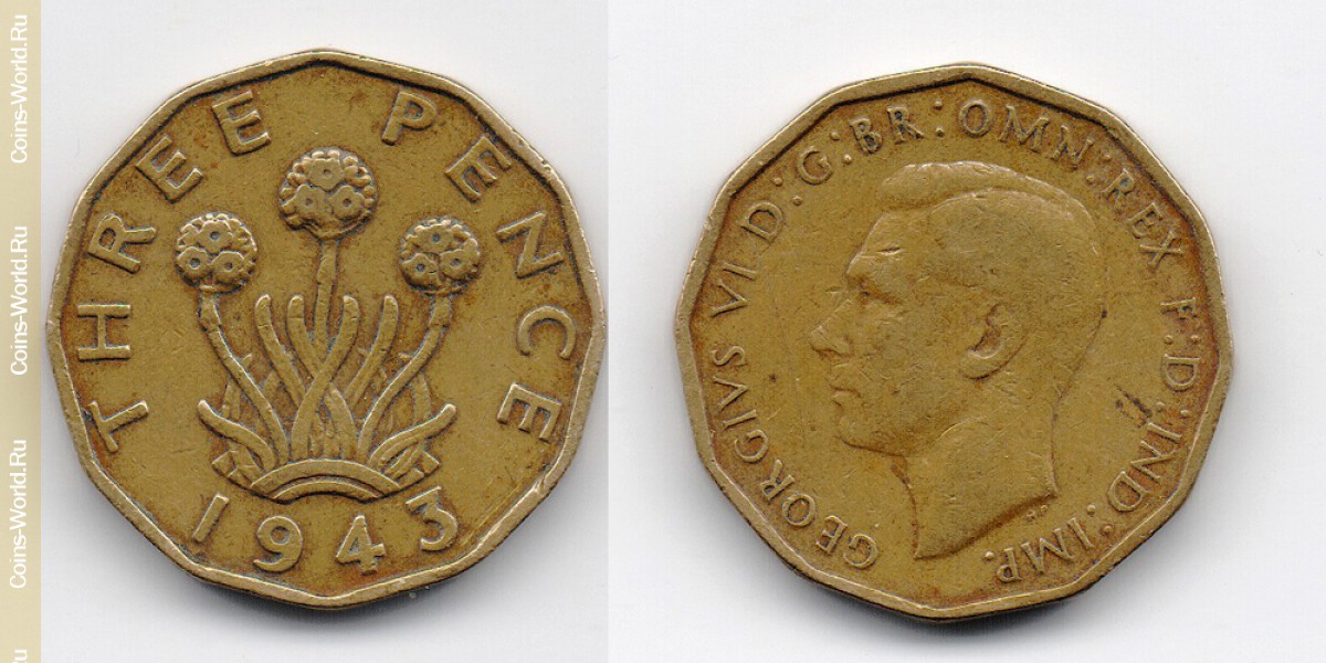 3 pence 1943, Reino Unido
