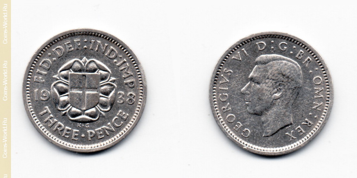 3 Pence 1938 Großbritannien