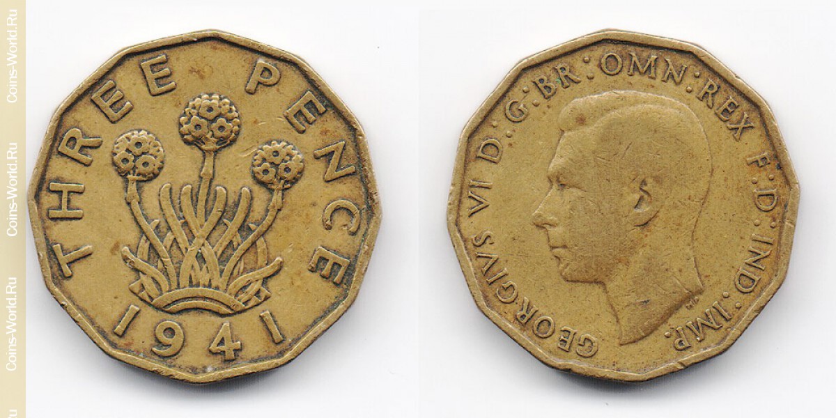 3 pence 1941, Reino Unido