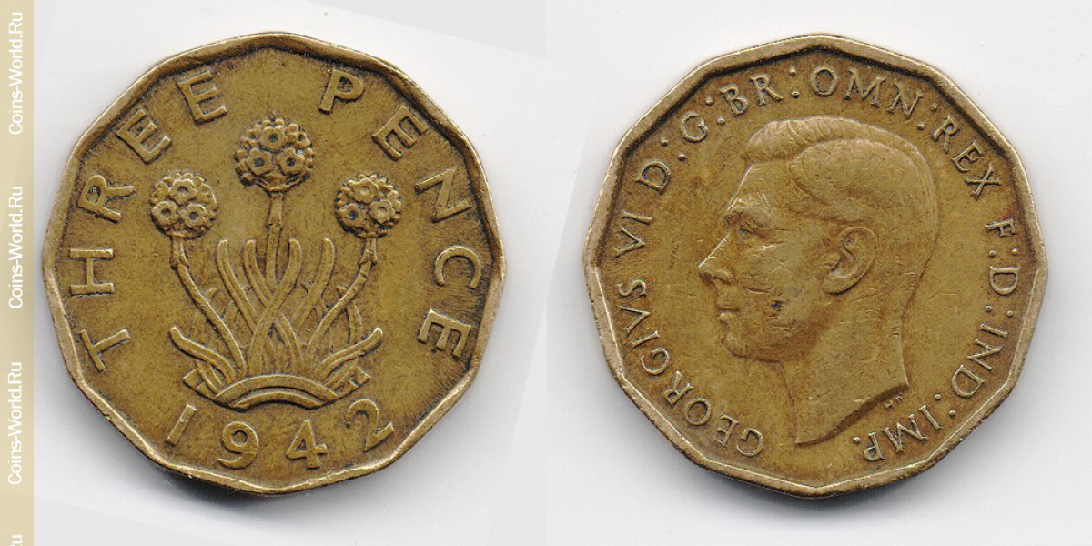 3 peniques 1942, Reino Unido