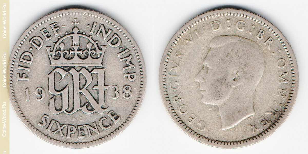6 Pence 1938 Großbritannien
