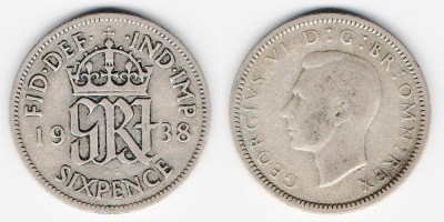 6 пенсов 1938 года 