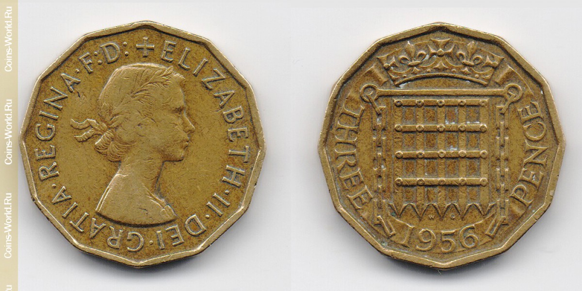 3 pence 1956 United Kingdom