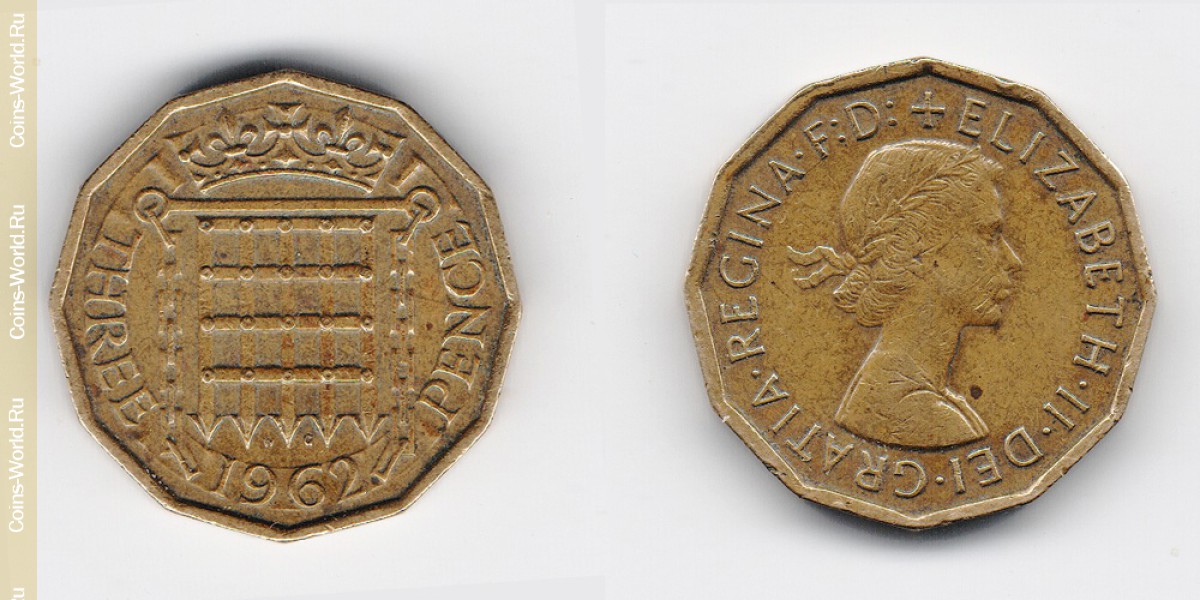 3 pence 1962, Reino Unido