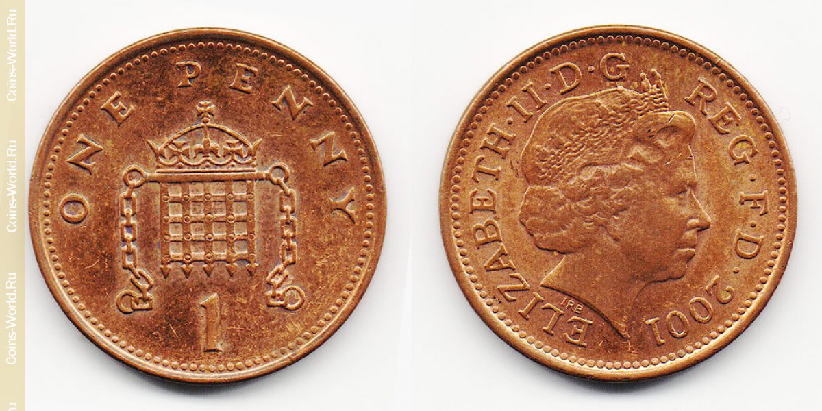 1 пенни 2001 года Великобритания