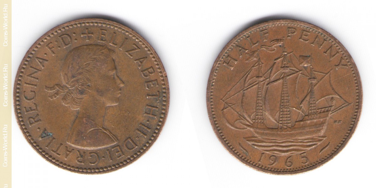 ½ Penny 1965 Großbritannien