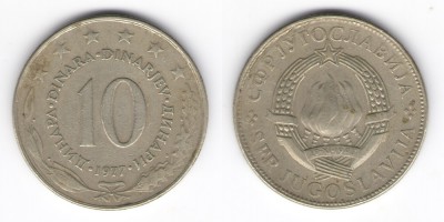 10 dinares 1977
