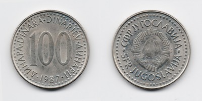 100 dinares 1987