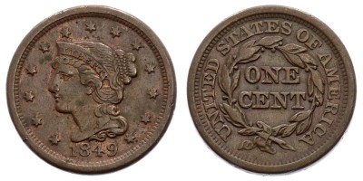 1 цент 1849 года