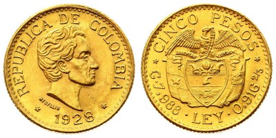 5 песо 1928 года