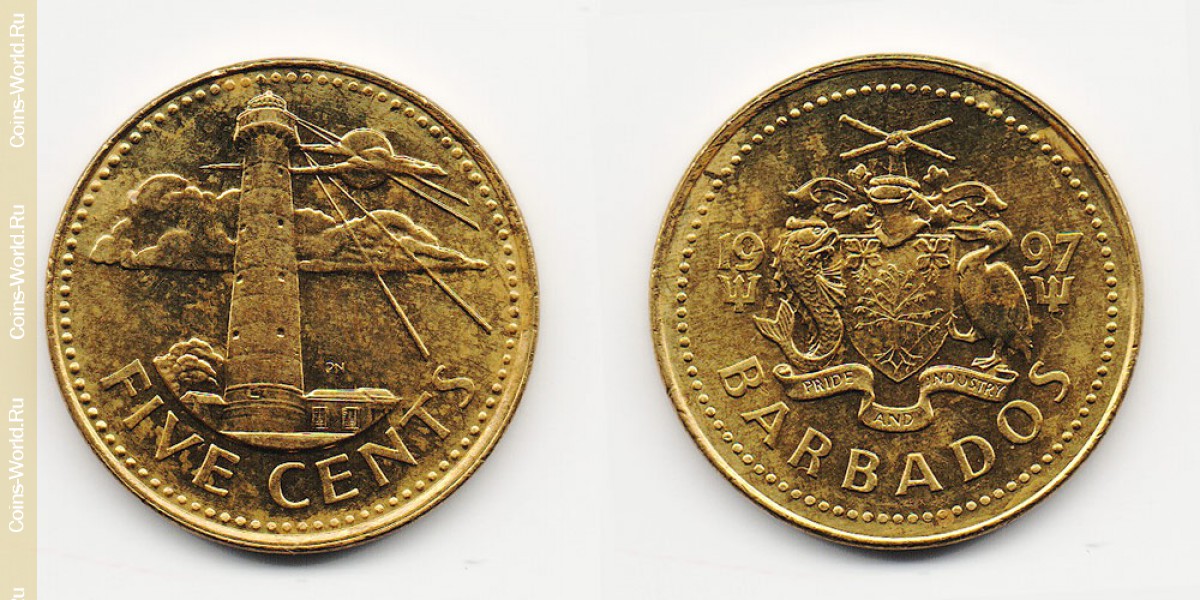 5 центов 1997 года Барбадос