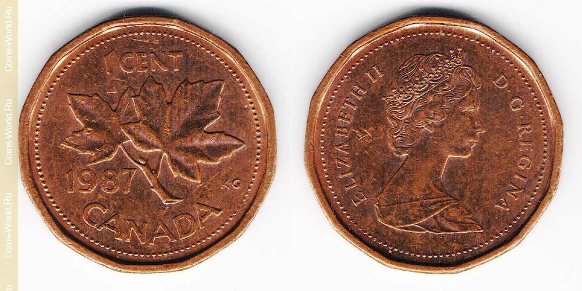 1 цент 1987 года Канада
