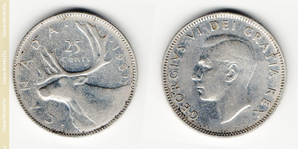 25 cêntimos 1951 Canadá
